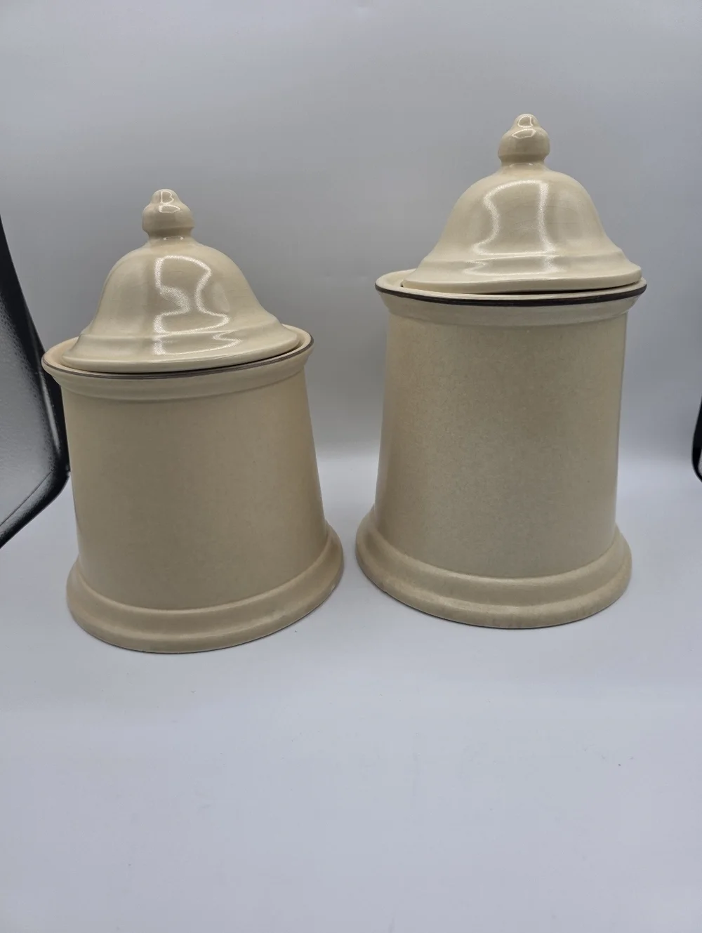 Vintage Pfaltzgraff Coffee Sugar Ceramic Cannister set Of 2 No Chips Beige Cream